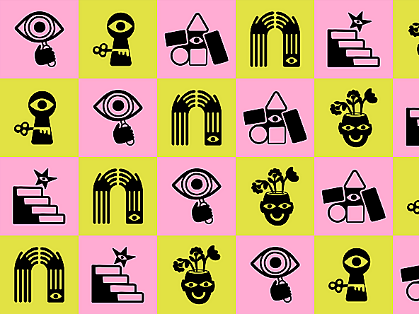 Pink and yellow graphical artwork for new insight study Aussie Minds, by The Research Agency